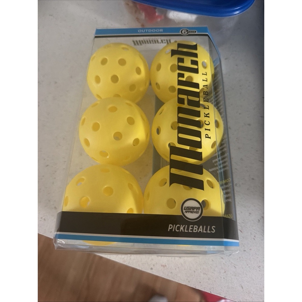 Monarch Outdoor Pickleball Balls 6-Pack Yellow Plastic USAPA Approved